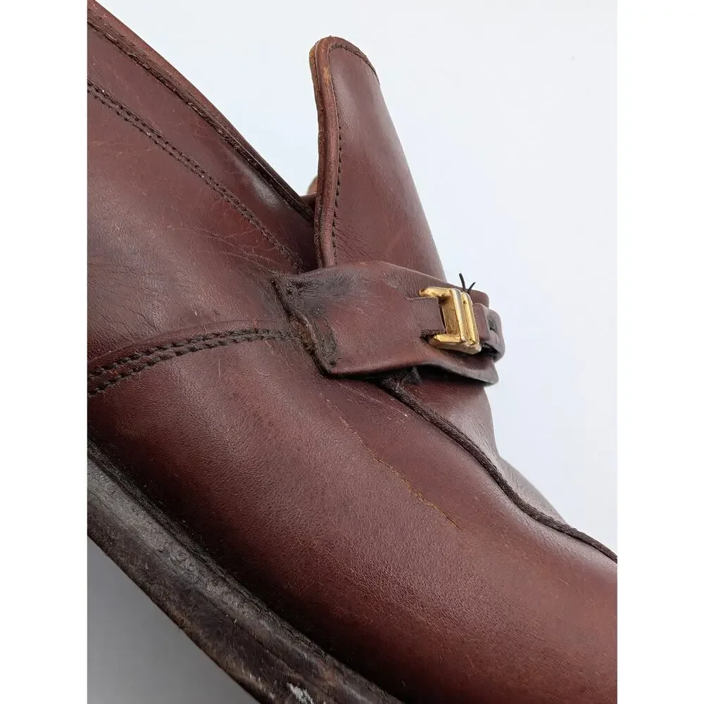 Whitehall Vintage Leather Buckle Loafers Brown US 11.5 B UK 10.5 C Narrow
